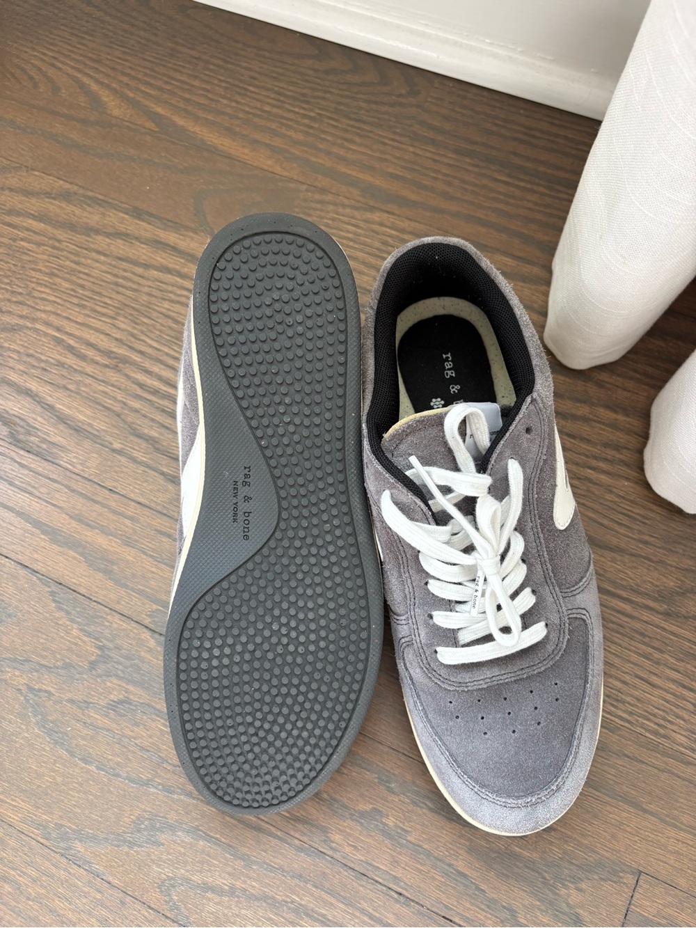 rag & bone Gray Suede Low-Top Sneakers with White Accents - Picture 3 of 3